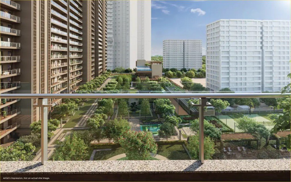 Courtyard view from a residence balcony