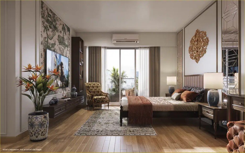 4 BHK master bedroom at Godrej Majesty