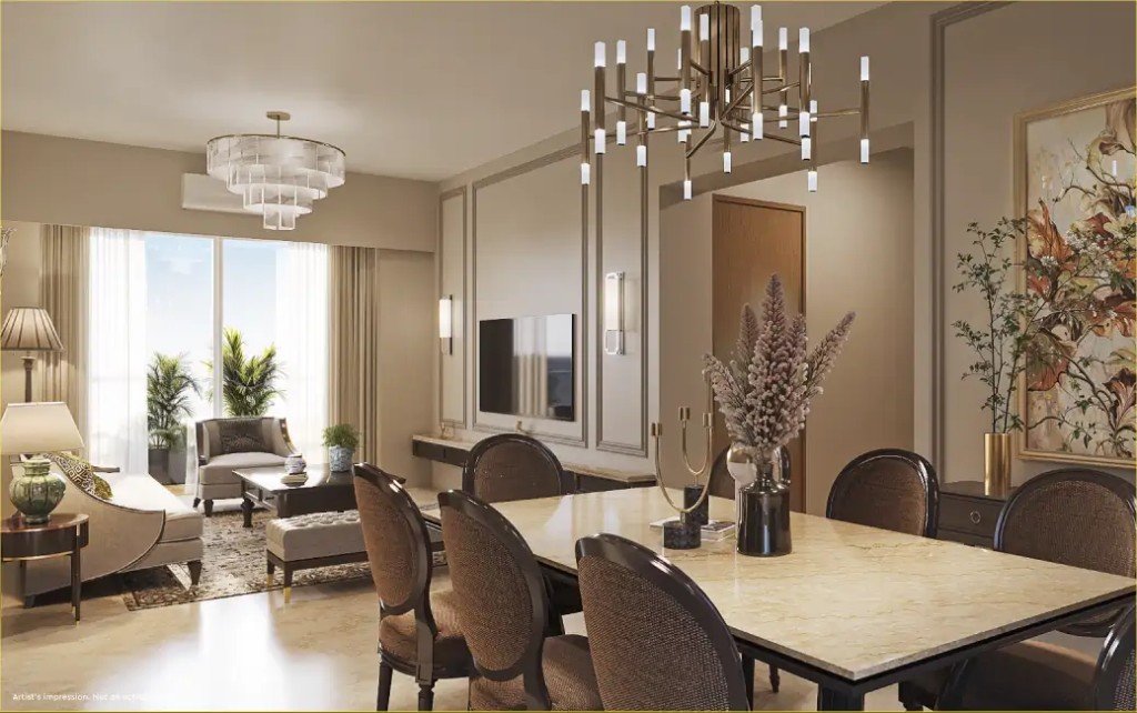 3 BHK living and dining at Godrej Majesty